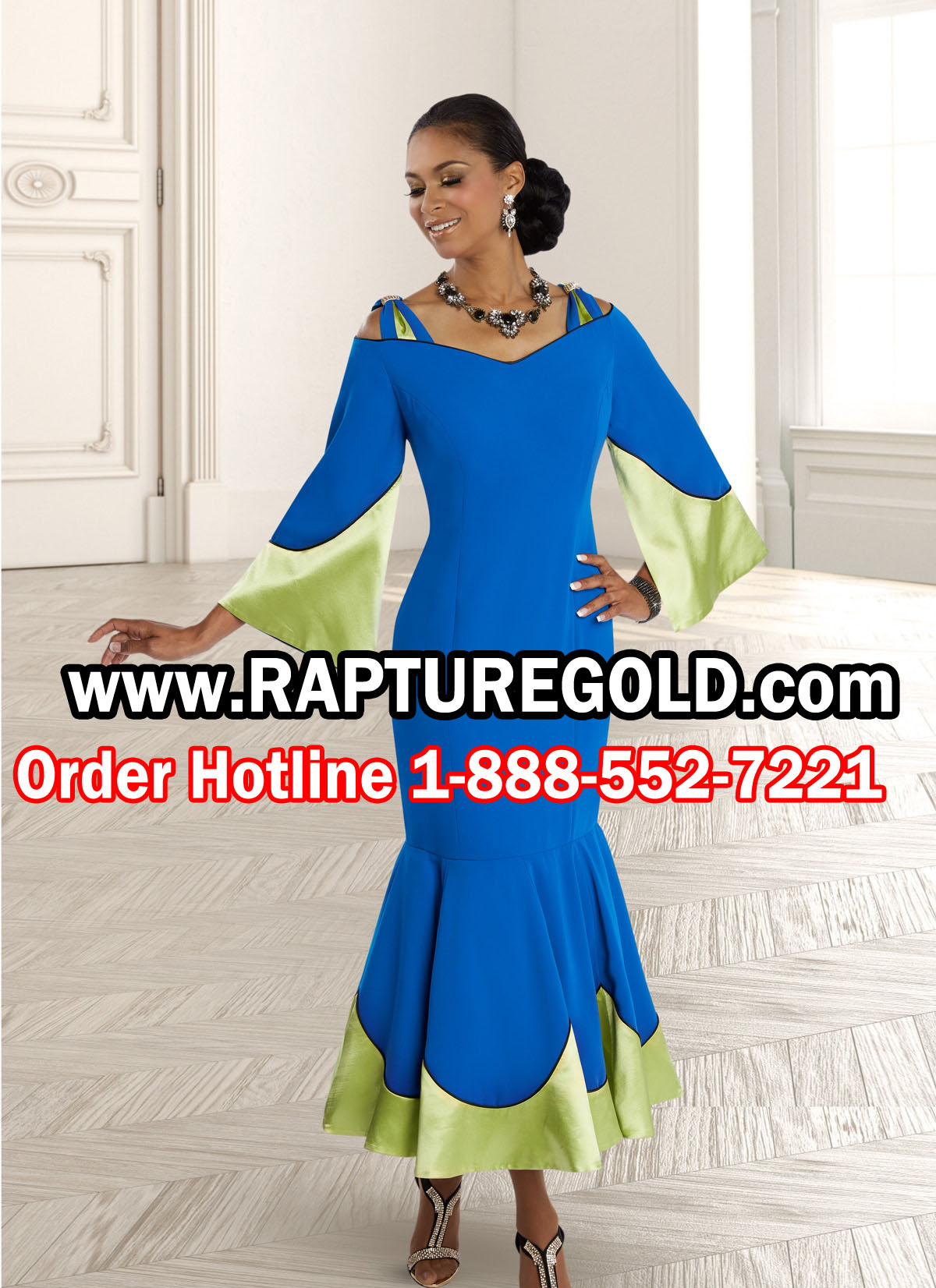 royal blue and lime green dresses